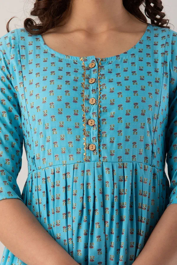 Blue_Pure_Cotton_Floral_Print_Regular_Dress_For_Women