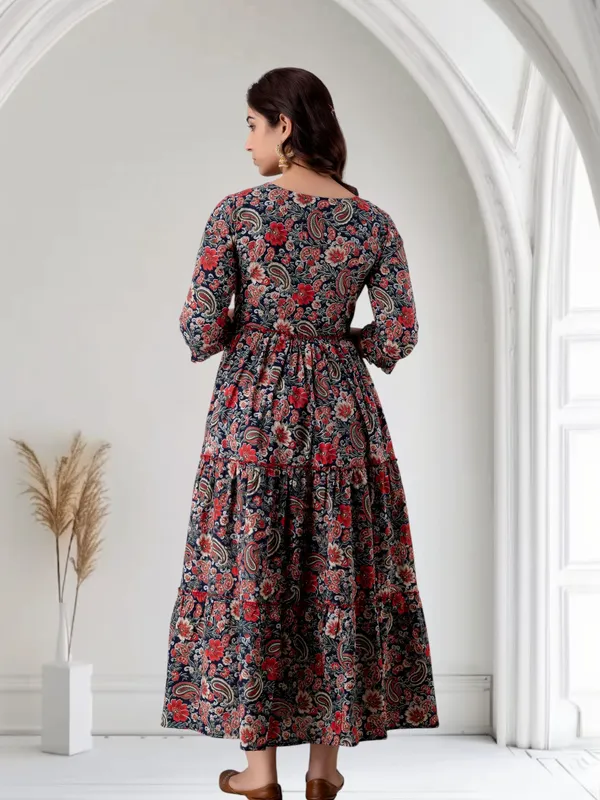 Blue_Pure_Cotton_Floral_Print_Regular_Dress_For_Women