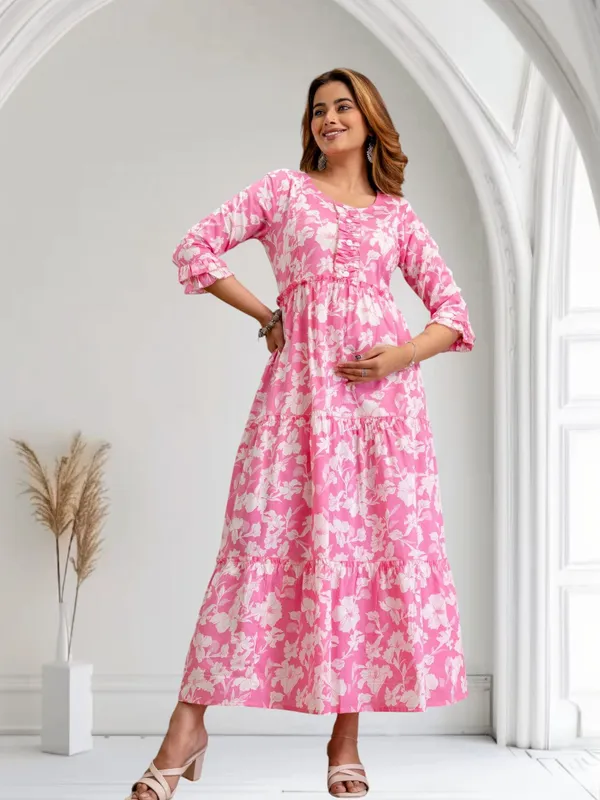 Pink_Pure_Cotton_Floral_Print_Regular_Dress_For_Women