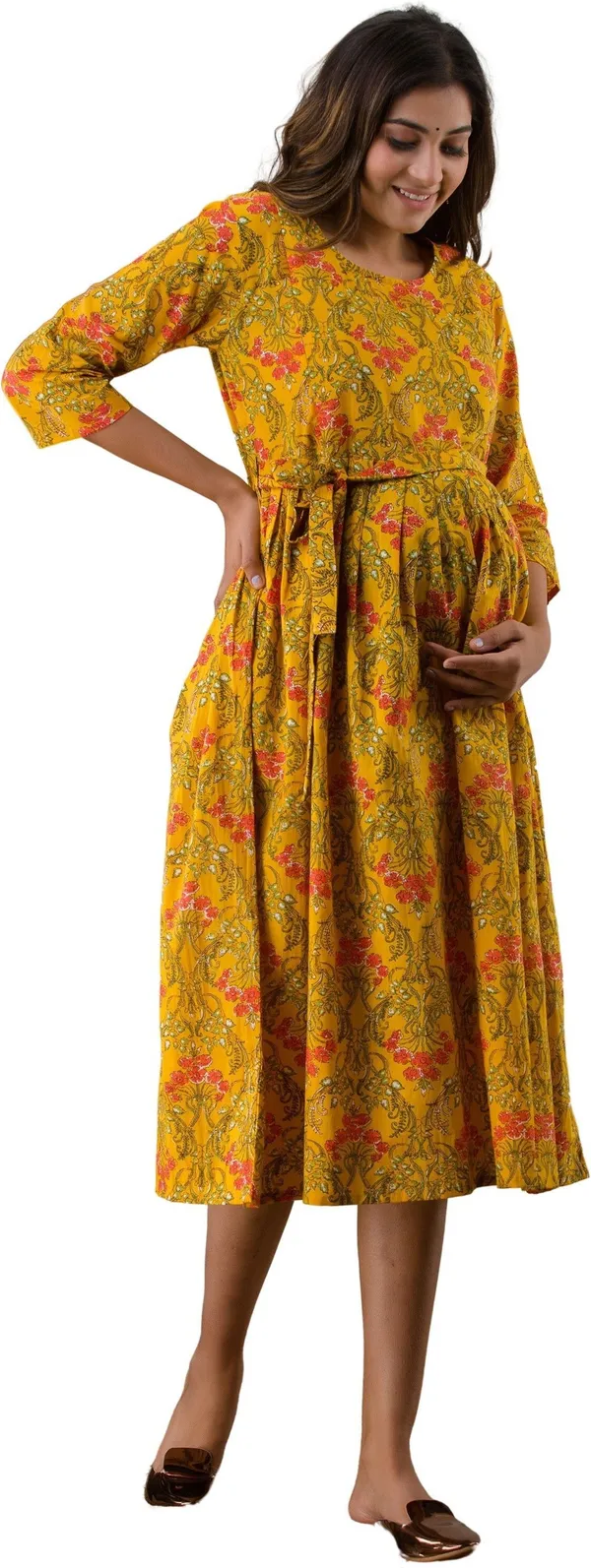 Yellow_Cotton_Blend_Printed_Regular_Kurta_For_Women