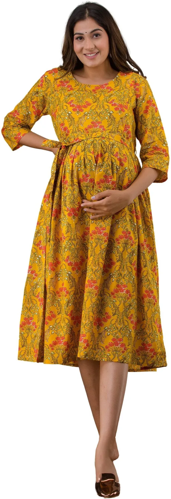Yellow_Cotton_Blend_Printed_Regular_Kurta_For_Women