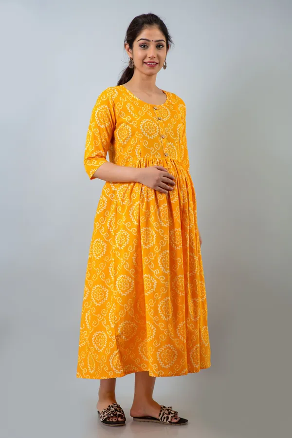 Yellow_Cotton_Blend_Printed_Regular_Kurta_For_Women