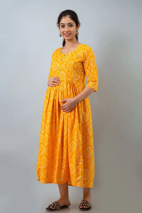Yellow_Cotton_Blend_Printed_Regular_Kurta_For_Women