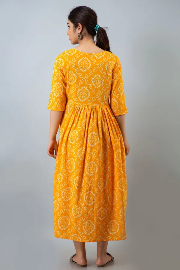 Yellow_Cotton_Blend_Printed_Regular_Kurta_For_Women