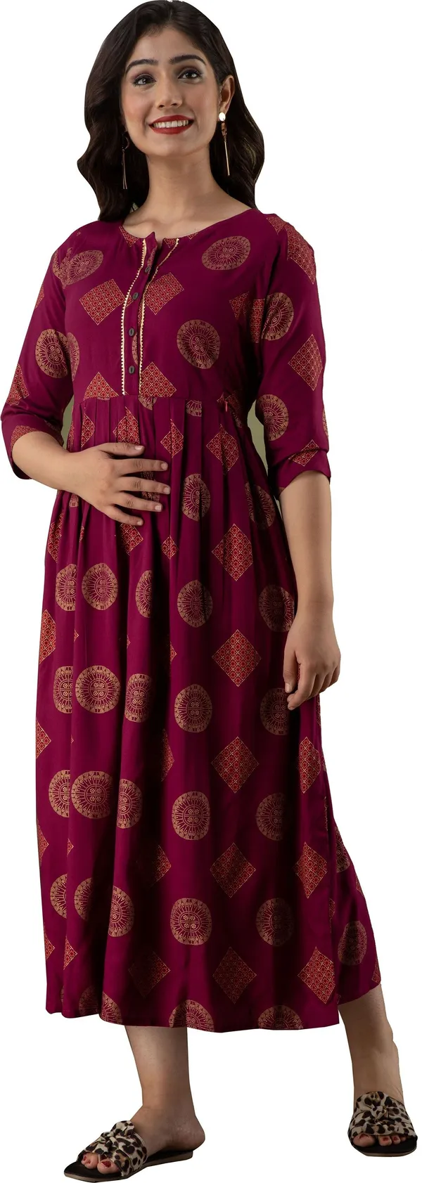 Maroon_Viscose_Rayon_Printed_Regular_Kurta_For_Women