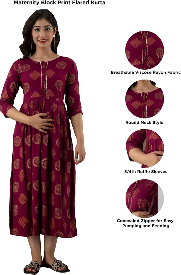 Maroon_Viscose_Rayon_Printed_Regular_Kurta_For_Women