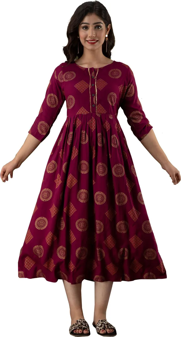 Maroon_Viscose_Rayon_Printed_Regular_Kurta_For_Women