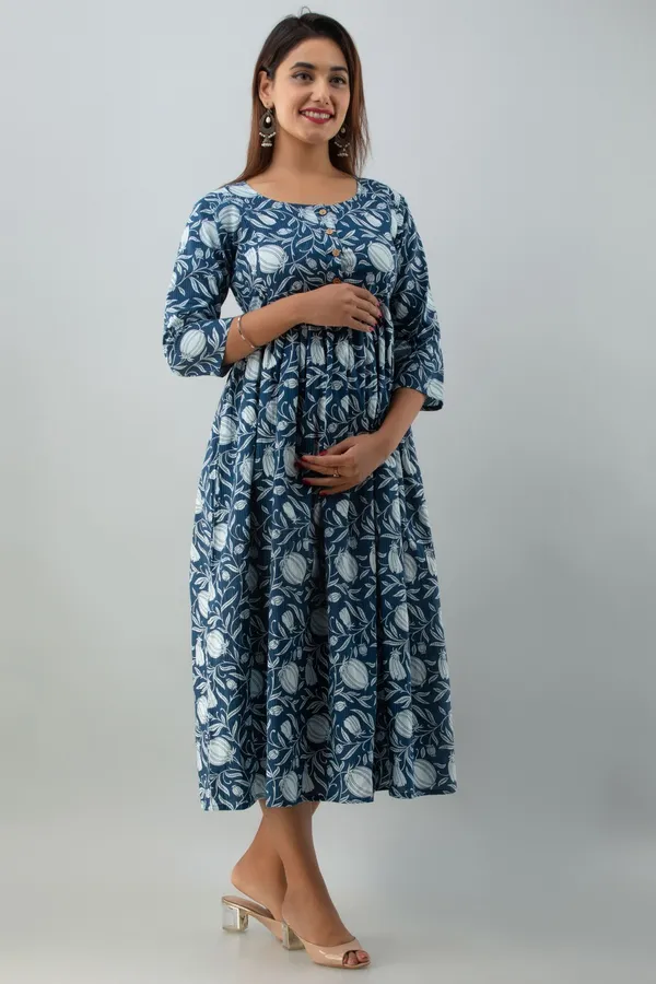 Blue_Cotton_Blend_Printed_Regular_Kurta_For_Women