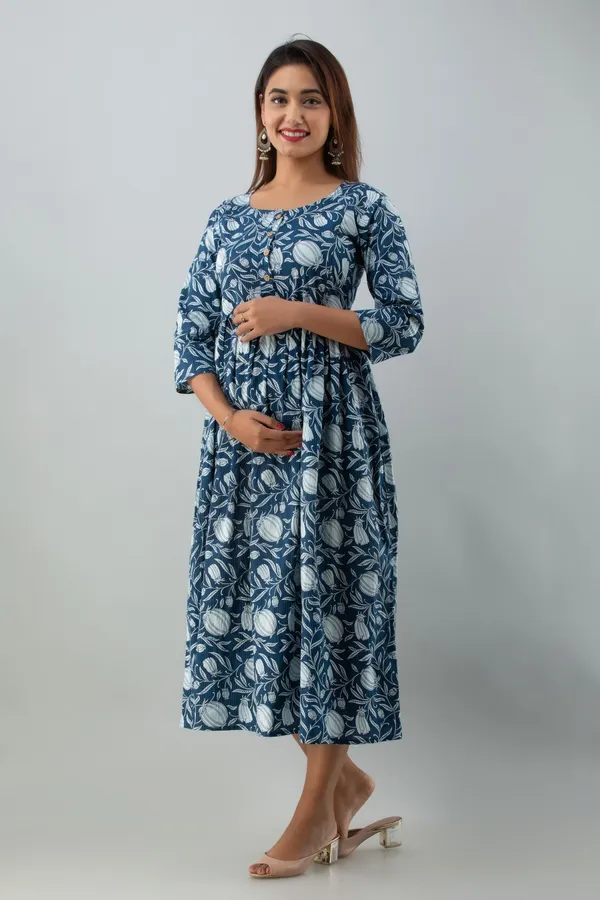 Blue_Cotton_Blend_Printed_Regular_Kurta_For_Women