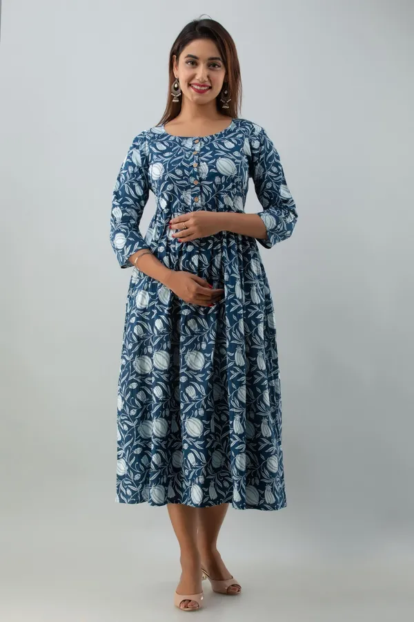 Blue_Cotton_Blend_Printed_Regular_Kurta_For_Women