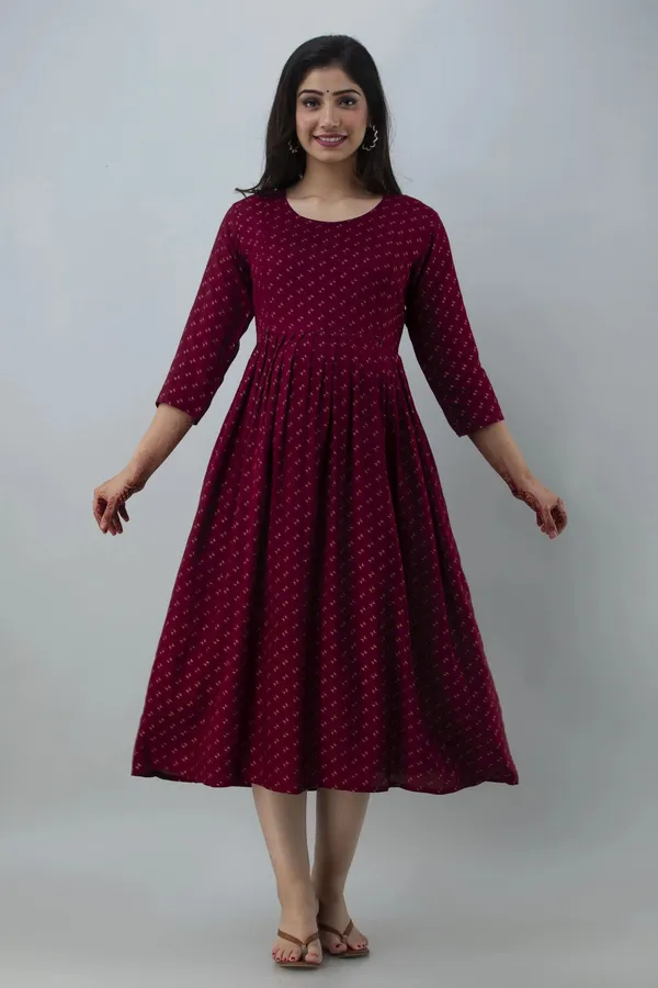 Maroon_Viscose_Rayon_Printed_Regular_Kurta_For_Women