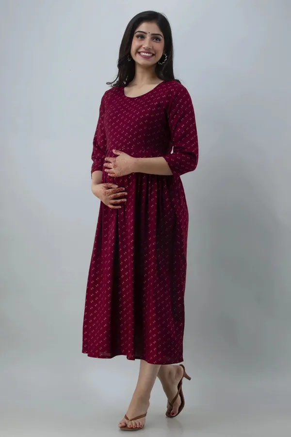 Maroon_Viscose_Rayon_Printed_Regular_Kurta_For_Women