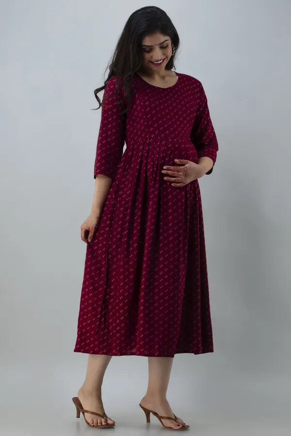 Maroon_Viscose_Rayon_Printed_Regular_Kurta_For_Women