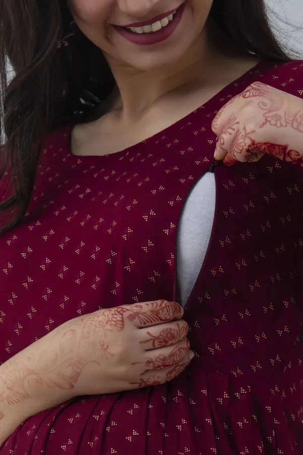 Maroon_Viscose_Rayon_Printed_Regular_Kurta_For_Women