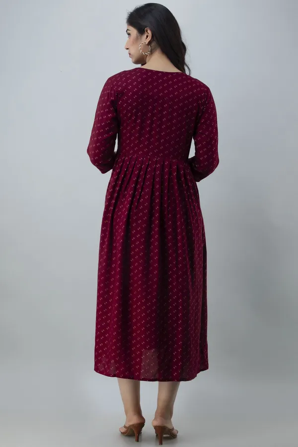 Maroon_Viscose_Rayon_Printed_Regular_Kurta_For_Women