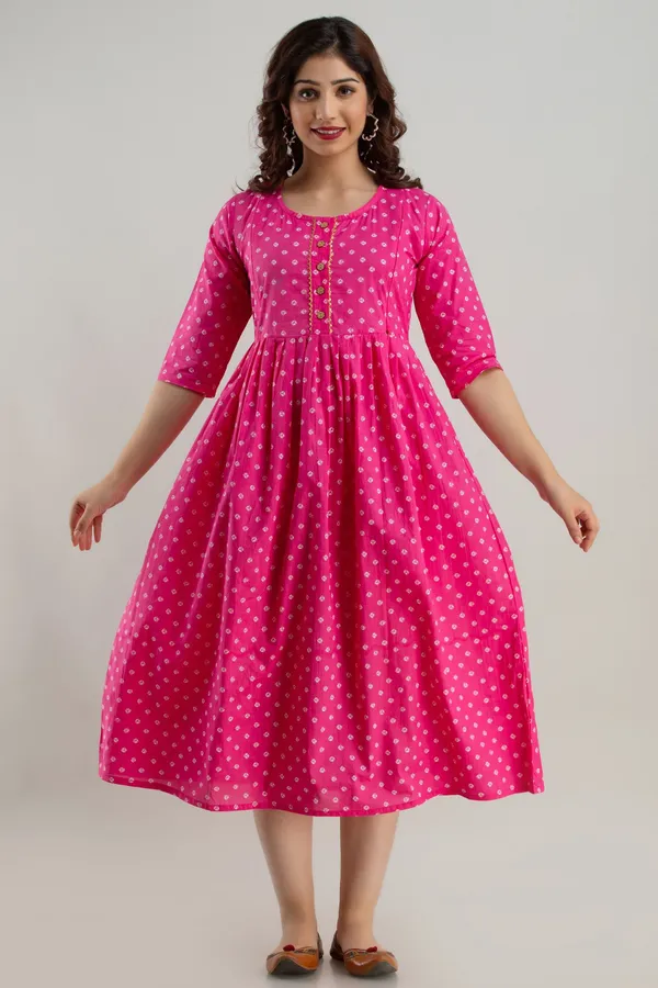 Pink_Cotton_Blend_Block_Print_Regular_Kurta_For_Women