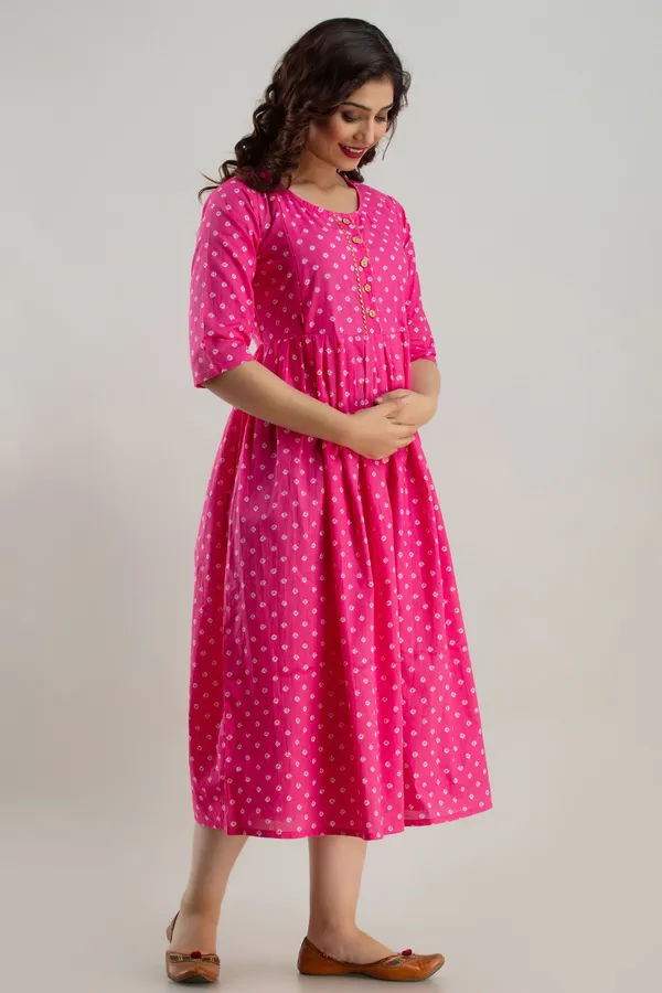 Pink_Cotton_Blend_Block_Print_Regular_Kurta_For_Women