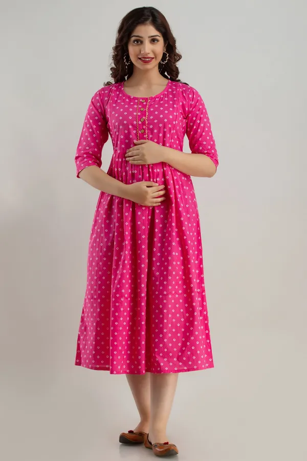 Pink_Cotton_Blend_Block_Print_Regular_Kurta_For_Women