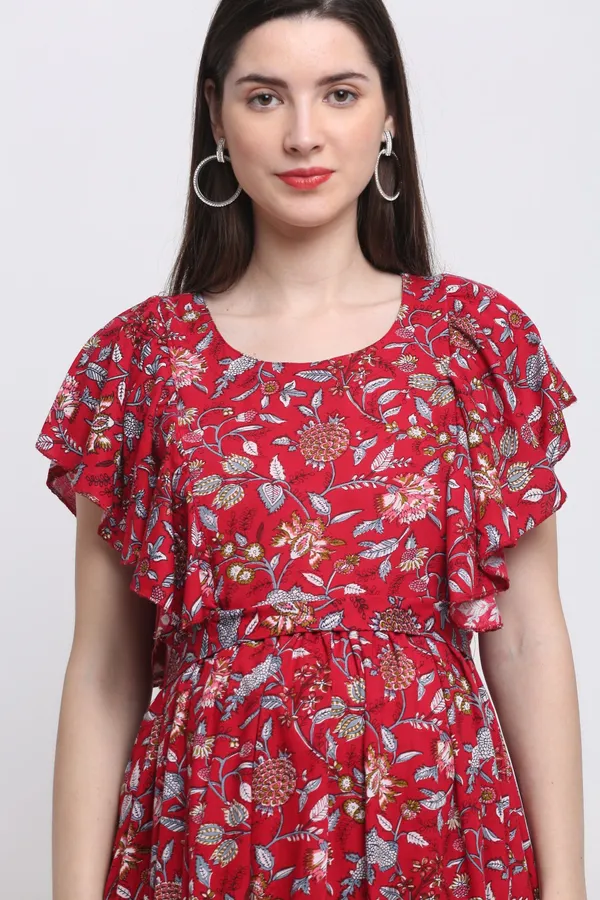 Red_Cotton_Rayon_Floral_Print_Regular_Kurta_For_Women