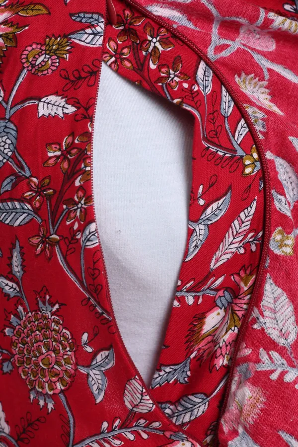 Red_Cotton_Rayon_Floral_Print_Regular_Kurta_For_Women
