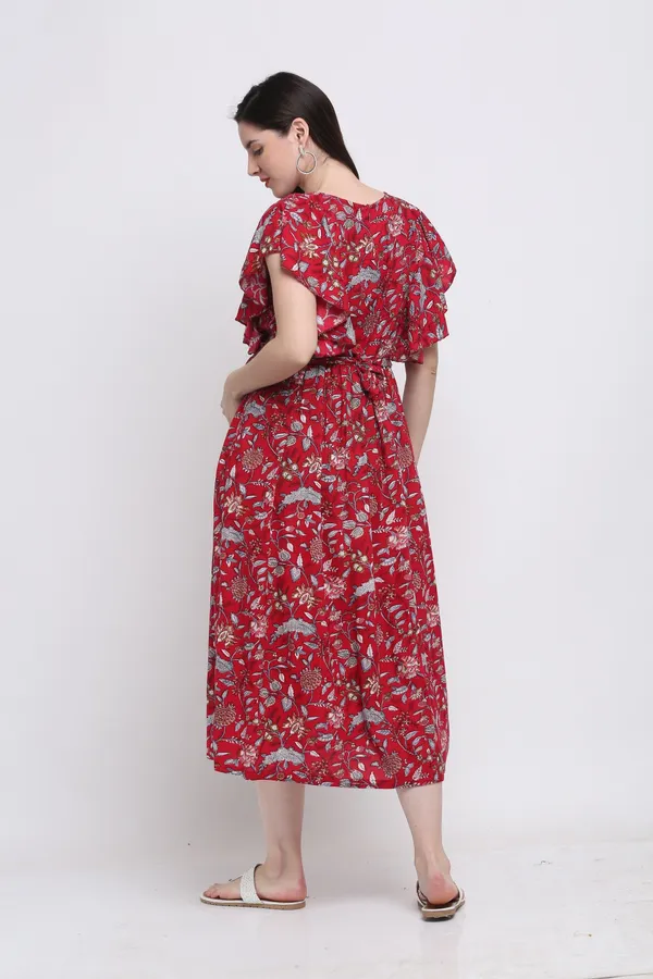 Red_Cotton_Rayon_Floral_Print_Regular_Kurta_For_Women