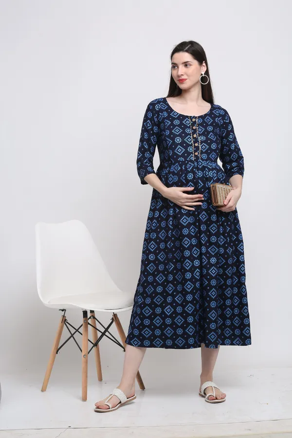 Dark_Blue_Viscose_Rayon_Printed_Regular_Kurta_For_Women