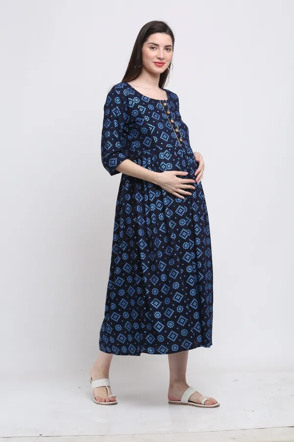 Dark_Blue_Viscose_Rayon_Printed_Regular_Kurta_For_Women