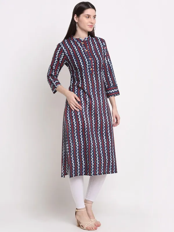 Blue_Cotton_Blend_Printed_Regular_Kurta_For_Women