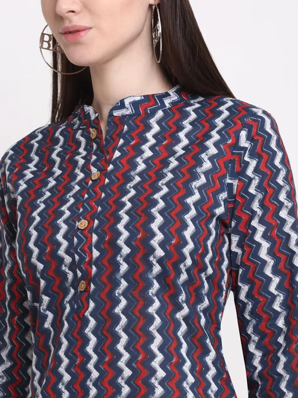 Blue_Cotton_Blend_Printed_Regular_Kurta_For_Women