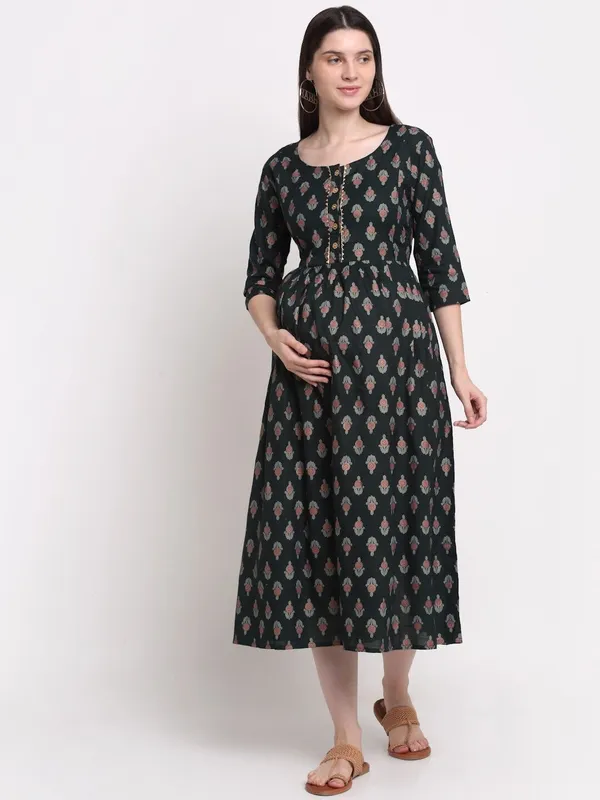 Black_Viscose_Rayon_Floral_Print_Regular_Kurta_For_Women