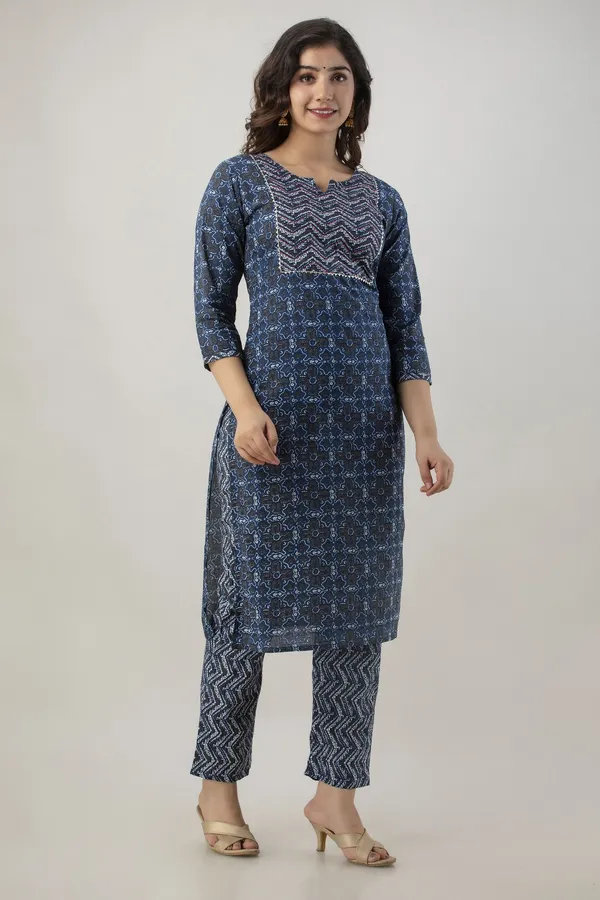 Blue_Pure_Cotton_Printed_Regular_Kurta_Pant_Set_For_Women