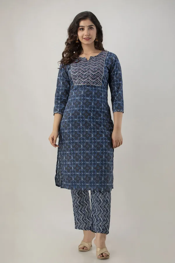 Blue_Pure_Cotton_Printed_Regular_Kurta_Pant_Set_For_Women