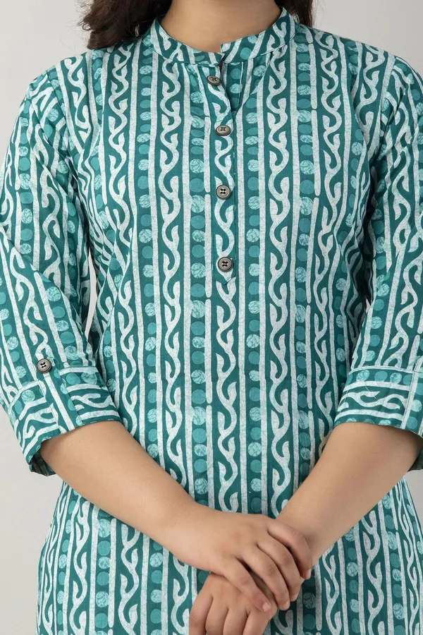 Light_Green_Khadi_Cotton_Floral_Print_Regular_Kurta_For_Women