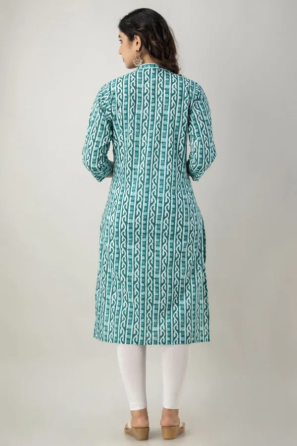Light_Green_Khadi_Cotton_Floral_Print_Regular_Kurta_For_Women