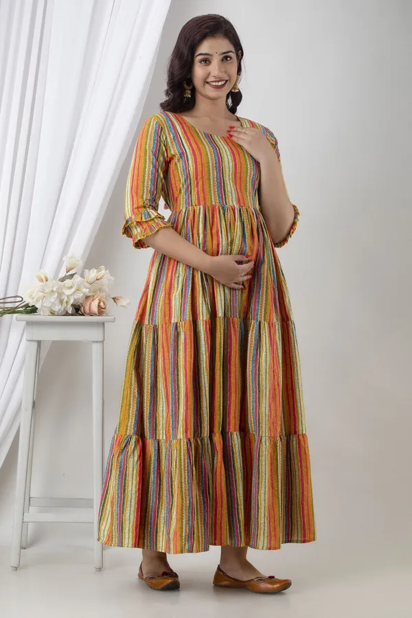 Yellow_Cotton_Blend_Striped_Regular_Kurta_For_Women