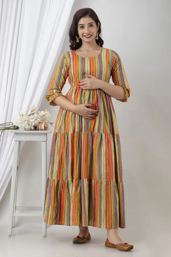 Yellow_Cotton_Blend_Striped_Regular_Kurta_For_Women