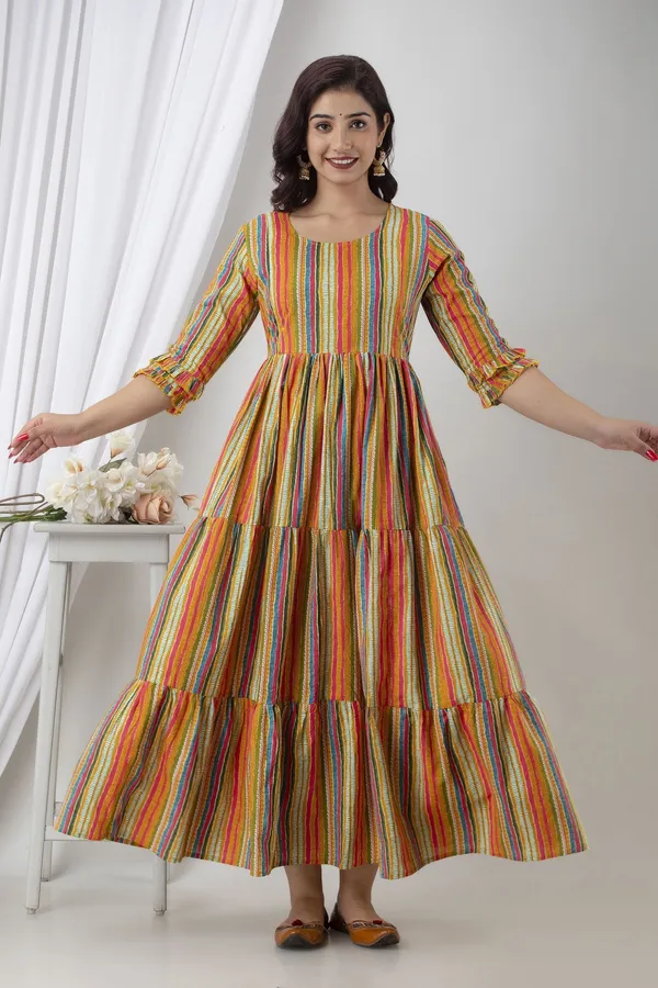 Yellow_Cotton_Blend_Striped_Regular_Kurta_For_Women