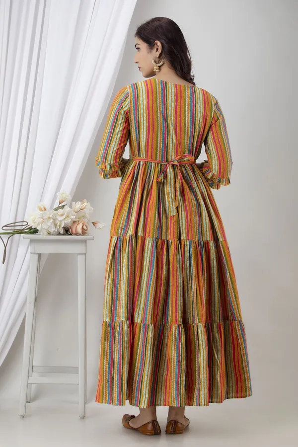 Yellow_Cotton_Blend_Striped_Regular_Kurta_For_Women