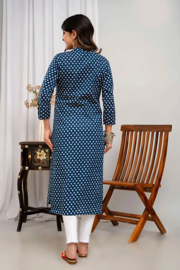 Blue_Cotton_Blend_Printed_Regular_Kurta_For_Women