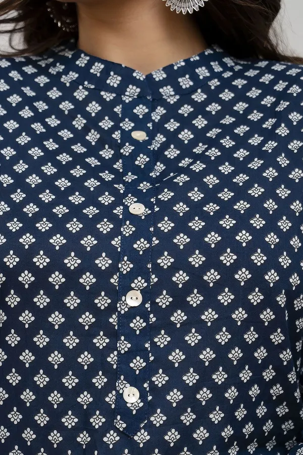 Blue_Cotton_Blend_Printed_Regular_Kurta_For_Women