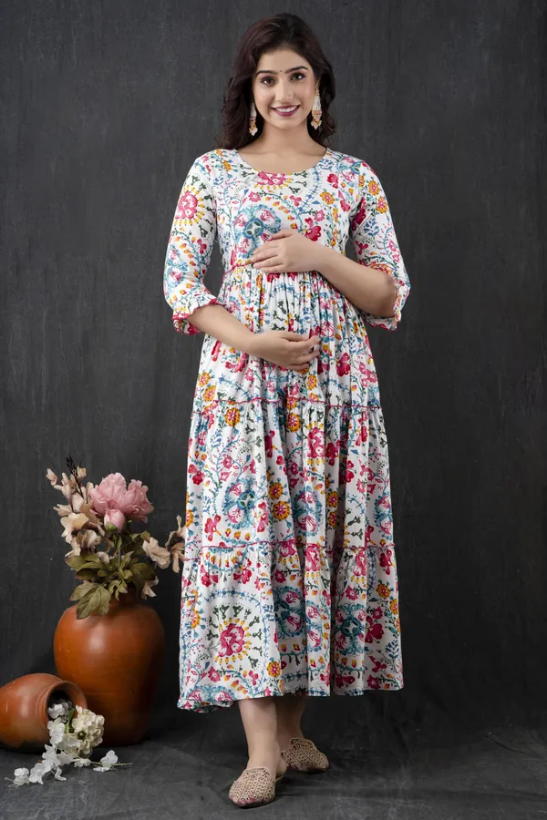 White_Cotton_Blend_Printed_Regular_Kurta_For_Women
