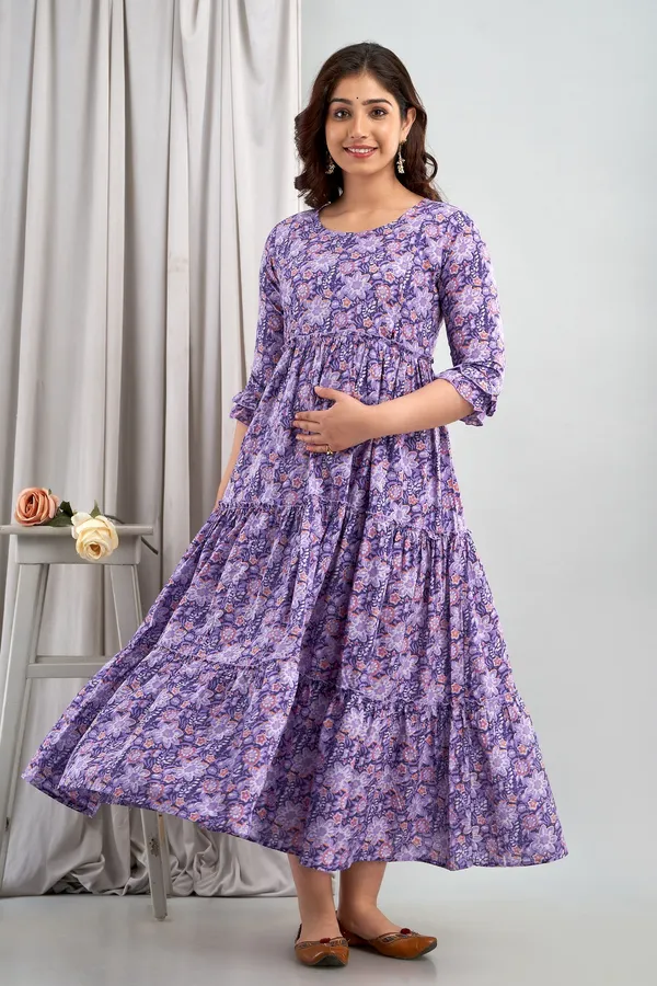Purple_Cotton_Blend_Floral_Print_Regular_Kurta_For_Women