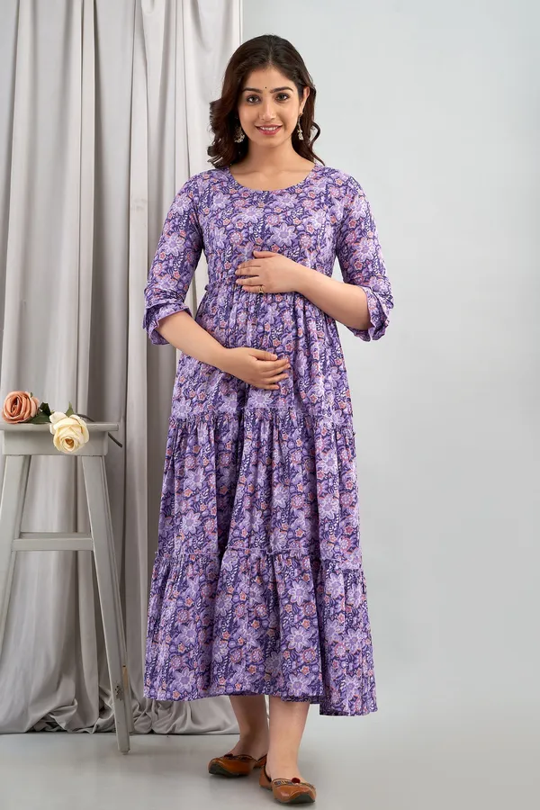 Purple_Cotton_Blend_Floral_Print_Regular_Kurta_For_Women
