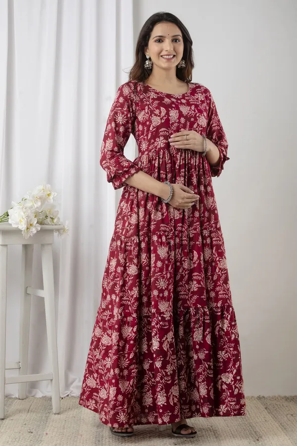 Maroon_Cotton_Blend_Regular_Gown_For_Women