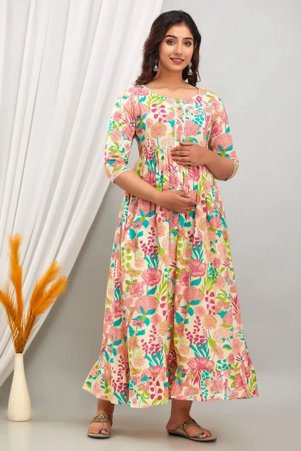 Beige_Cotton_Blend_Printed_Regular_Kurta_For_Women