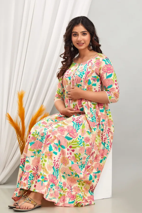 Beige_Cotton_Blend_Printed_Regular_Kurta_For_Women