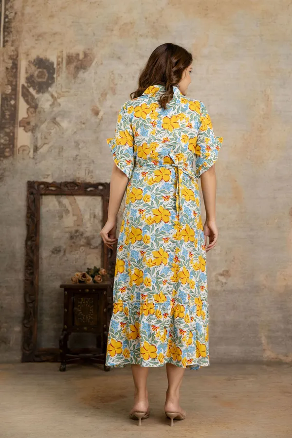 Yellow_Pure_Cotton_Regular_Dress_For_Women