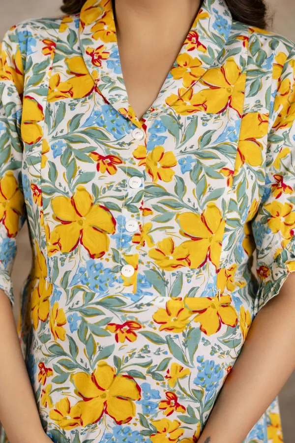 Yellow_Pure_Cotton_Regular_Dress_For_Women