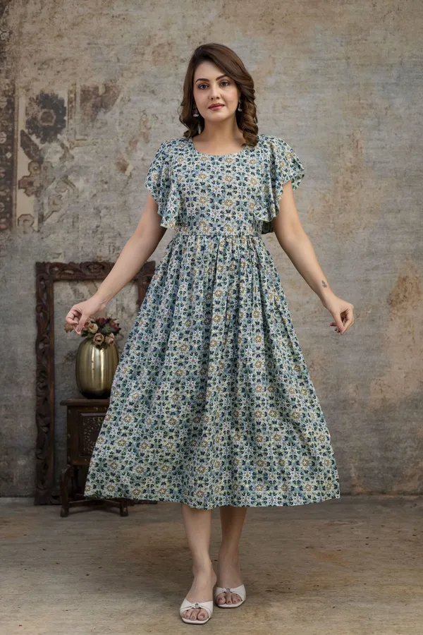 Grey_Pure_Cotton_Floral_Print_Regular_Gown_For_Women