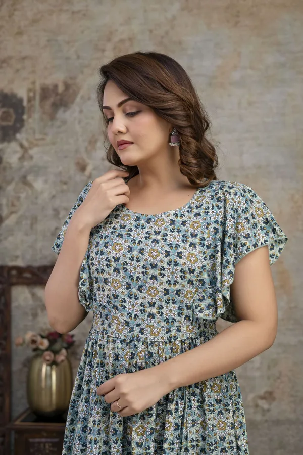 Grey_Pure_Cotton_Floral_Print_Regular_Gown_For_Women